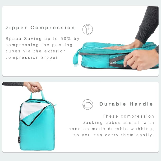 BAGAIL 6 Set Ultralight Compression Packing Cubes Packing Organizer - Image 3