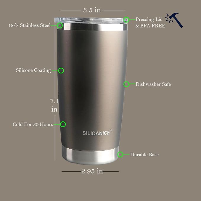 Metal Gray Soft Touch 20oz Stainless Steel Insulated Tumbler - Image 4