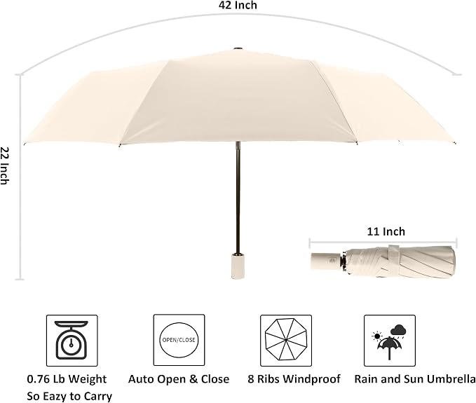 BAODINI Small UV Protection Travel Umbrella Compact - Image 6