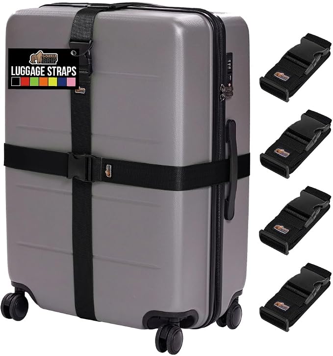 GORILLA GRIP Heavy Duty 4 Pack Adjustable Luggage Straps by GorillaGrip