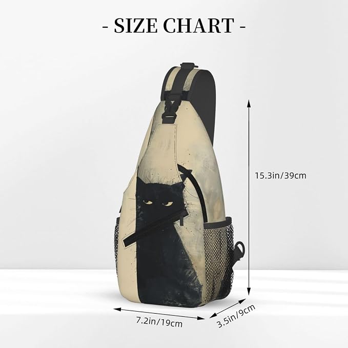 SUPLUCHOM Sling Bag Cat Vintage Hiking Daypack Crossbody Shoulder Backpack - Image 3