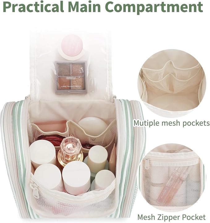Narwey Small Striped Hanging Travel Toiletry Bag - Image 4