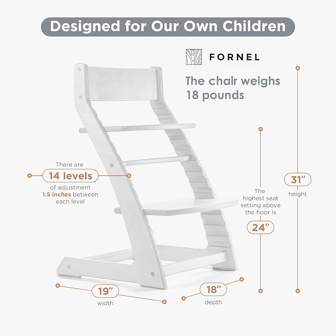 FORNEL Modern White Wooden High Chair | The Forever Chair That Grows from - Image 2