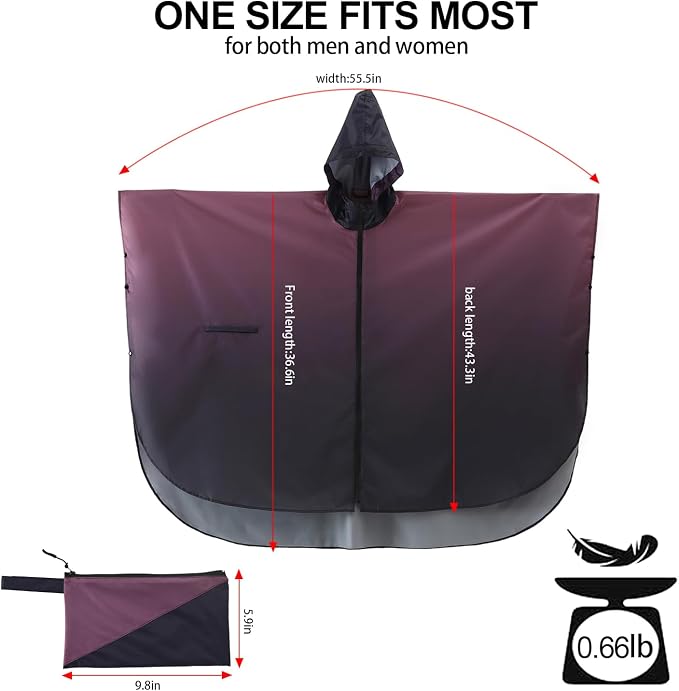 Rain Poncho Jacket Coat Hooded Zipper Style - Image 2