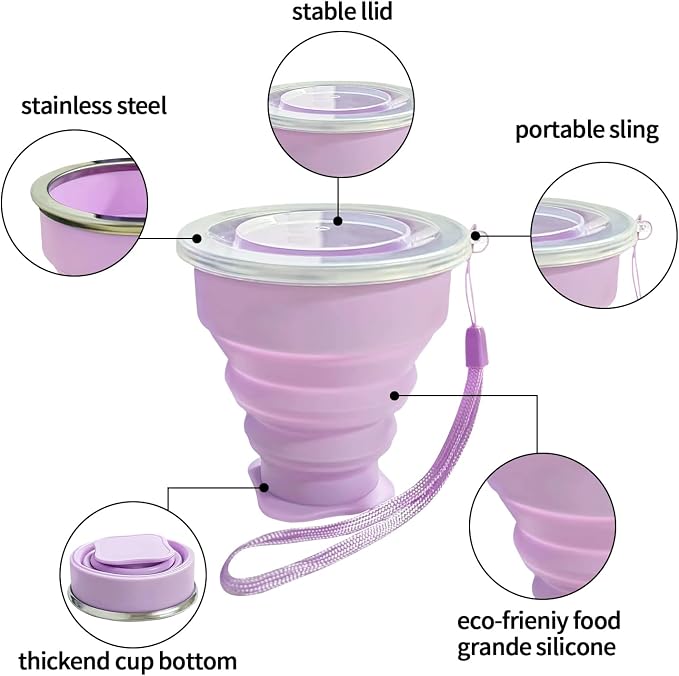Collapsible Cup Silicone Foldable Cup-Expandable Folding Drinking Reusable - Image 3
