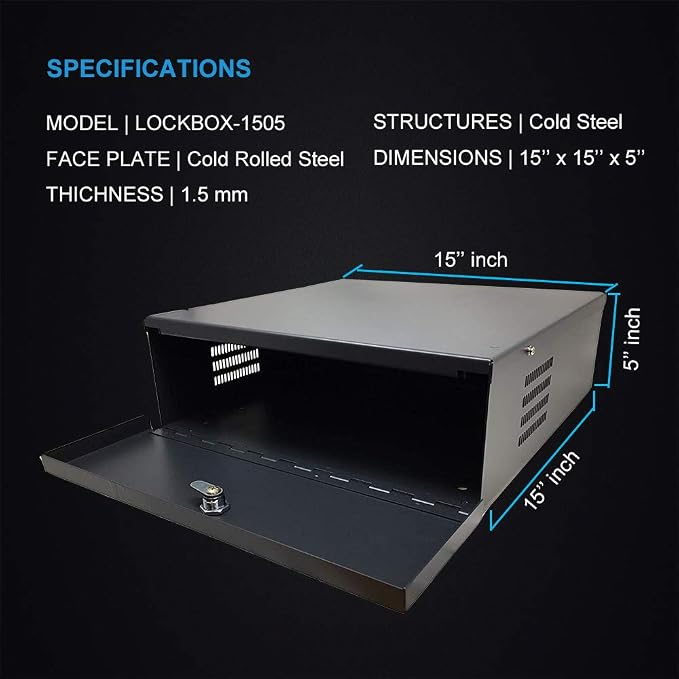 Kenuco White Heavy Duty 16 Gauge Steel DVR Security Lockbox - Image 4