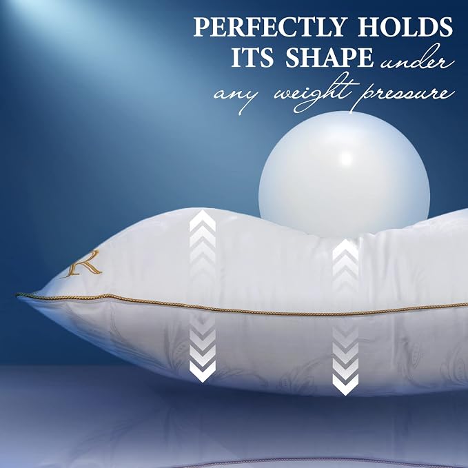 Royal Therapy King White Goose Feathers and Down Pillow, Premium White Bed - Image 5