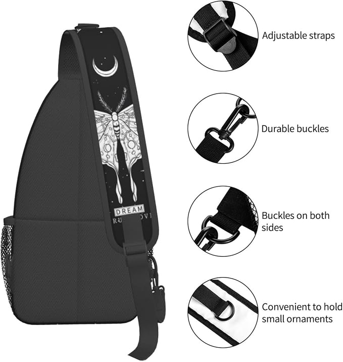 SUPLUCHOM Sling Bag Black White Butterfly Moon Tarot Black White Butterfly Moon - Image 5