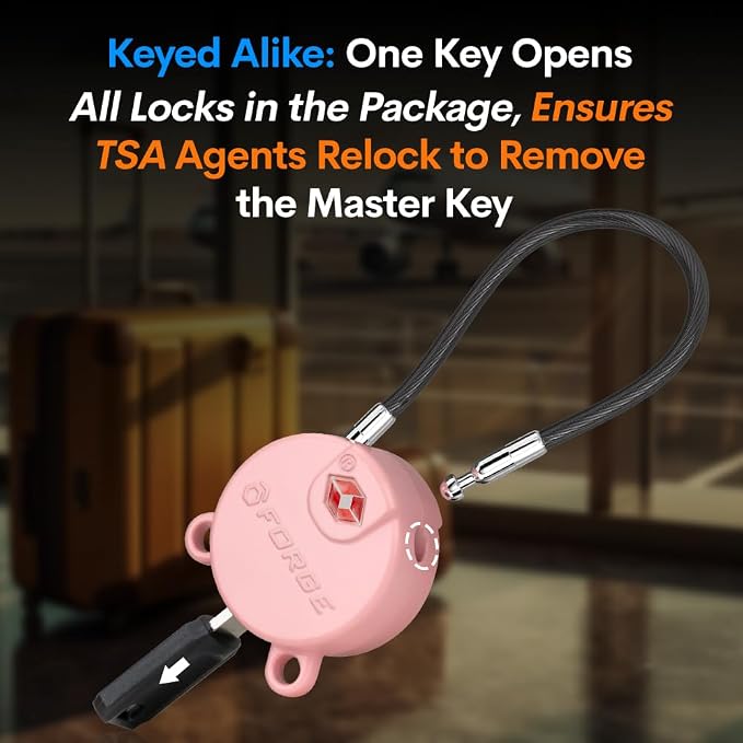 Forge TSA Approved Luggage Locks Ultra-Secure Dimple Key Travel Cable Locks - Image 4