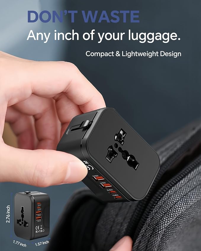 Universal Travel Adapter with 2 PD20W USB-C & 2 QC18W USB-A Ports, Fast - Image 6