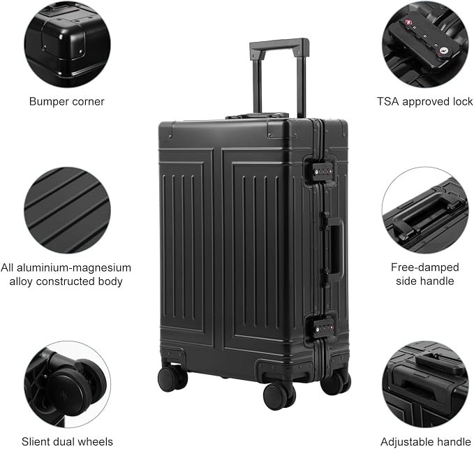 All Aluminum Magnesium Carry On Luggage，Cut from Whole Aluminum Sheet，22x14x9 - Image 4