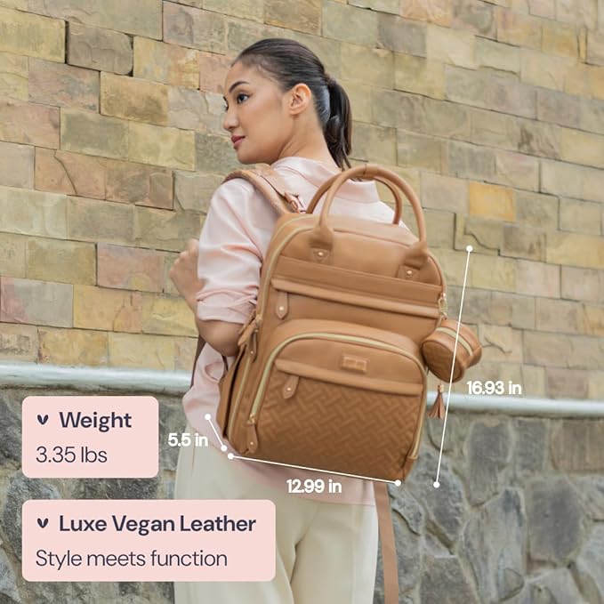 BabbleRoo Leather Diaper Bag Backpack - Image 3