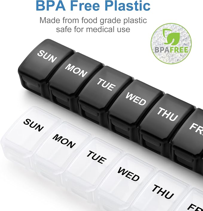 Small Pill Organizer 2 Times a Day, 2 Pack 7 Day Pill Box 1 Time a Day - Image 3