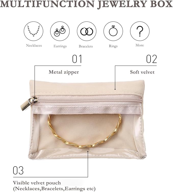 Jewelry Box Organizer for Women, Small Jewelry Travel Case, Leather Travel - Image 6