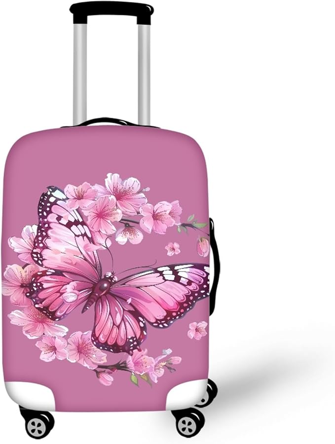 Purple Butterfly Luggage Cover Anti-scratch Baggage Suitcase Protector Fits by Dremagia