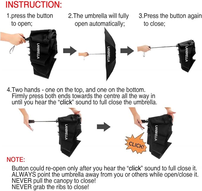 LANBRELLA Compact Reverse Folding Umbrella Auto Windproof Travel Umbrella - Image 7
