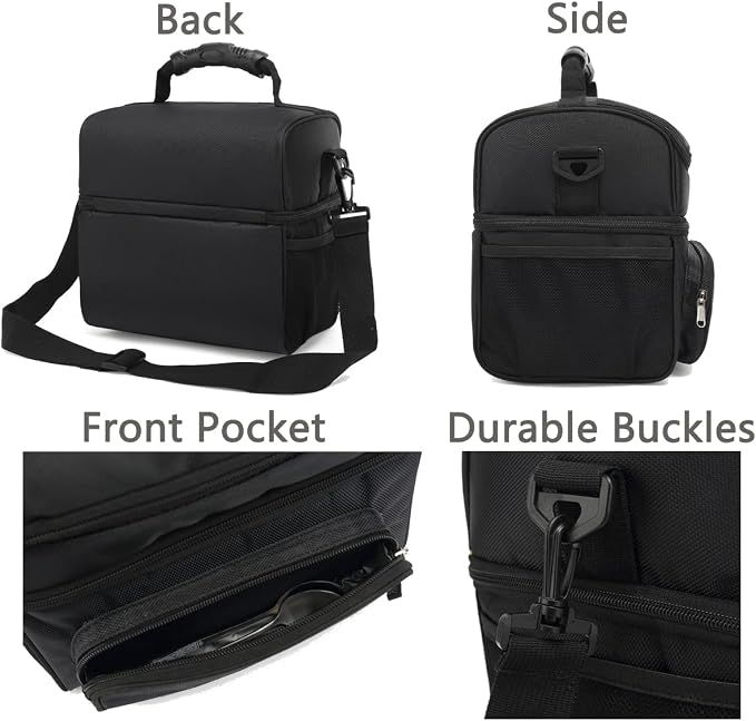 FlowFly Double Layer Cooler Insulated Lunch Bag Adult Lunch Box Large Tote Bag - Image 6