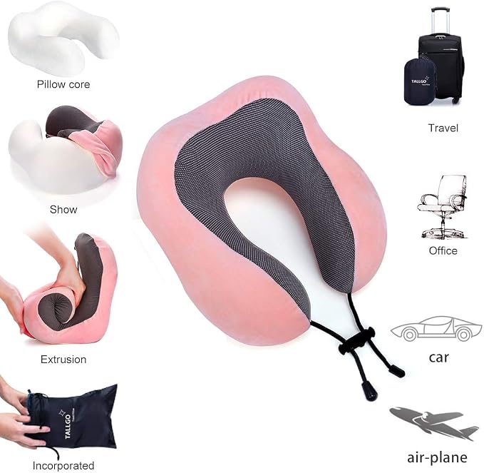 Travel Pillow, Best Memory Foam Neck Pillow Head Support Soft Pillow - Image 5