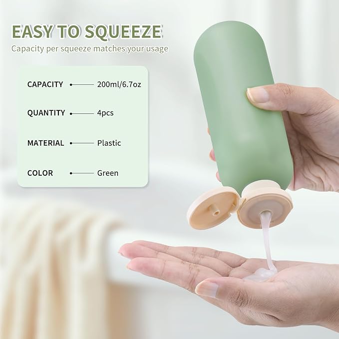 6.7oz Travel Shampoo Bottle, Empty Plastic Squeeze Bottles - Image 2