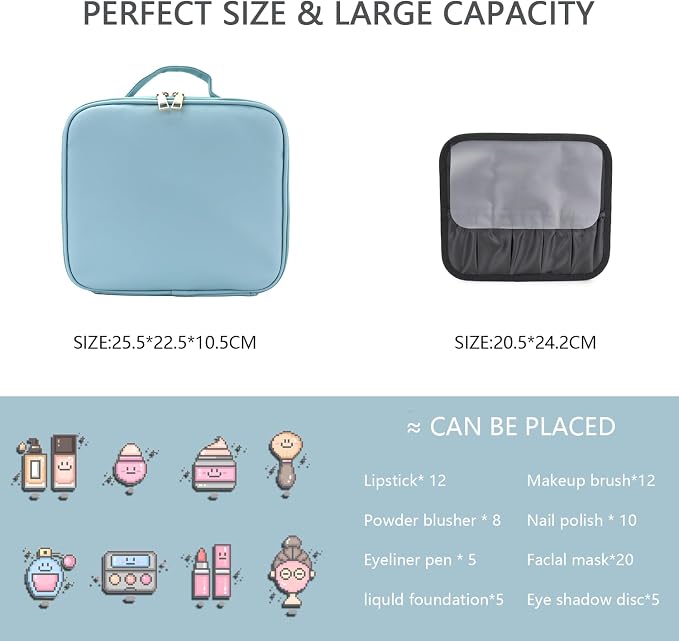 Makeup Bag with Led Mirror, Travel Makeup Organizer with 3 Color Setting - Image 2