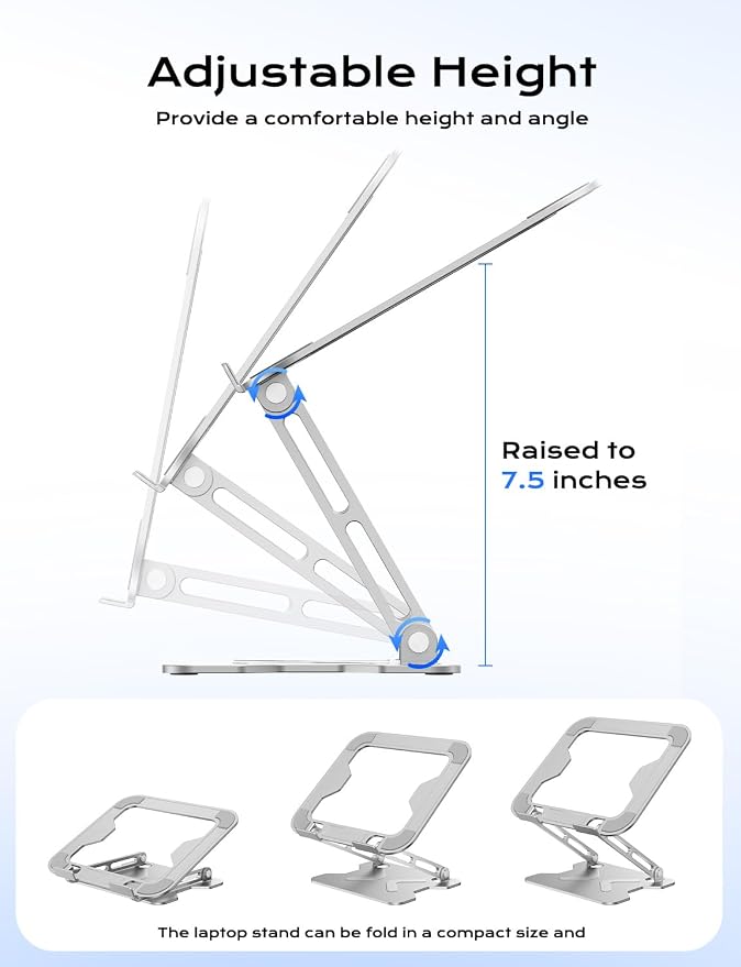 Adjustable Laptop Stand for Desk, Portable Laptop Riser Holder Foldable - Image 6