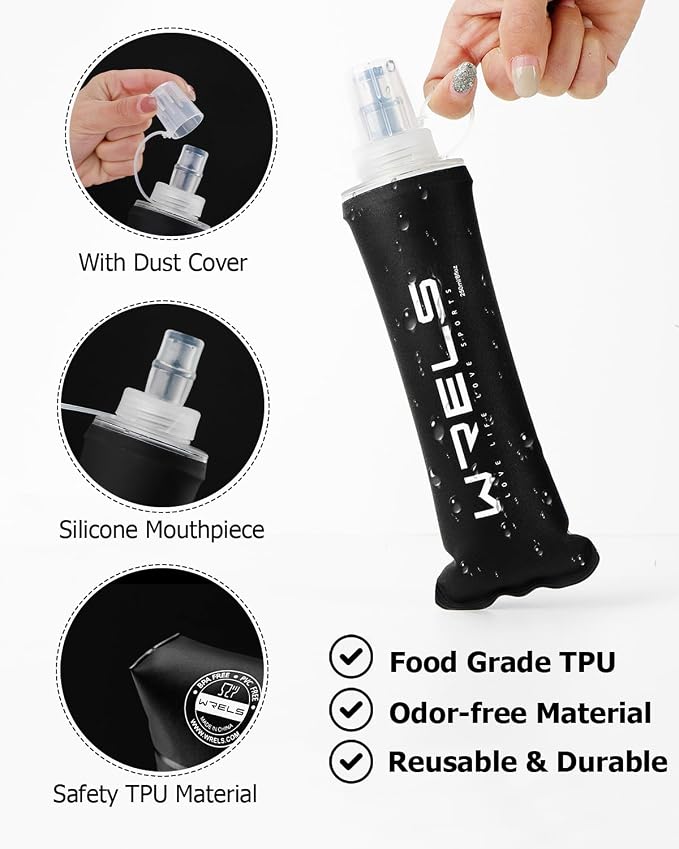 Folding Soft Flask Portable Collapsible Running Lightweight Water Bottle - Image 3