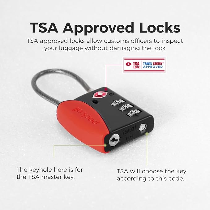 pack all TSA Approved Cable Luggage Locks, 3 Digit Combination Padlocks - Image 6