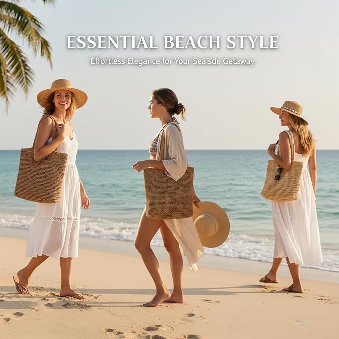 Straw Beach Tote Bag: Large Summer Boho Woven Bags - Image 6