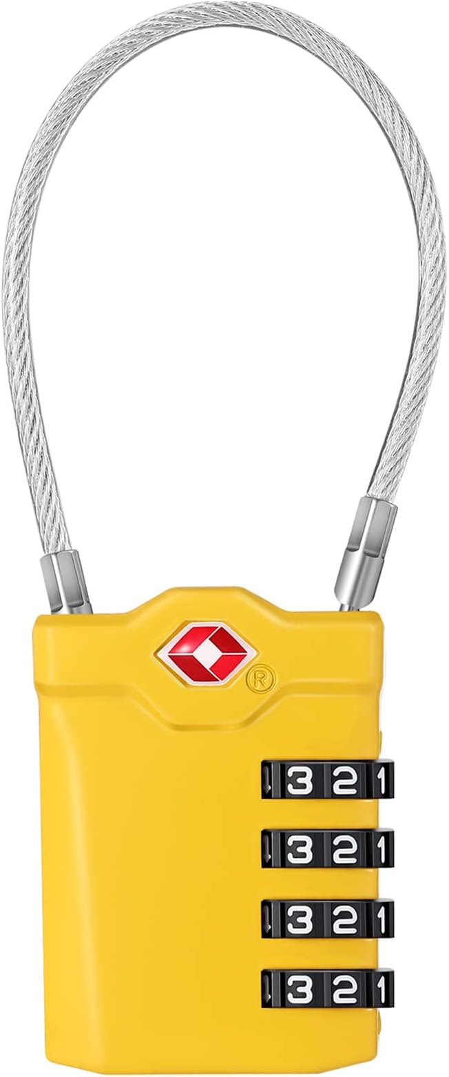 ZHEGE TSA Approved Cable Locks Flexible, Travel Lock Zipper Bag, 4 Digit by ZHEGE