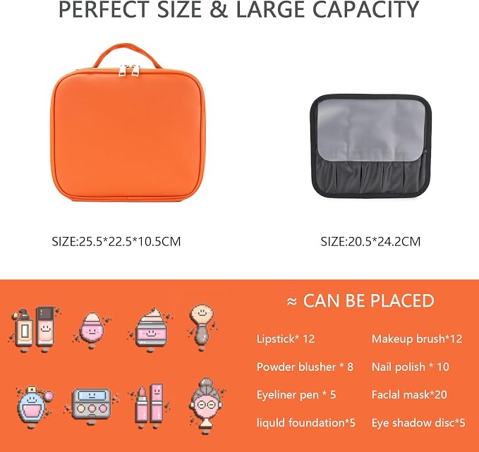 Makeup Bag with Led Mirror, Travel Makeup Organizer with 3 Color Setting - Image 2