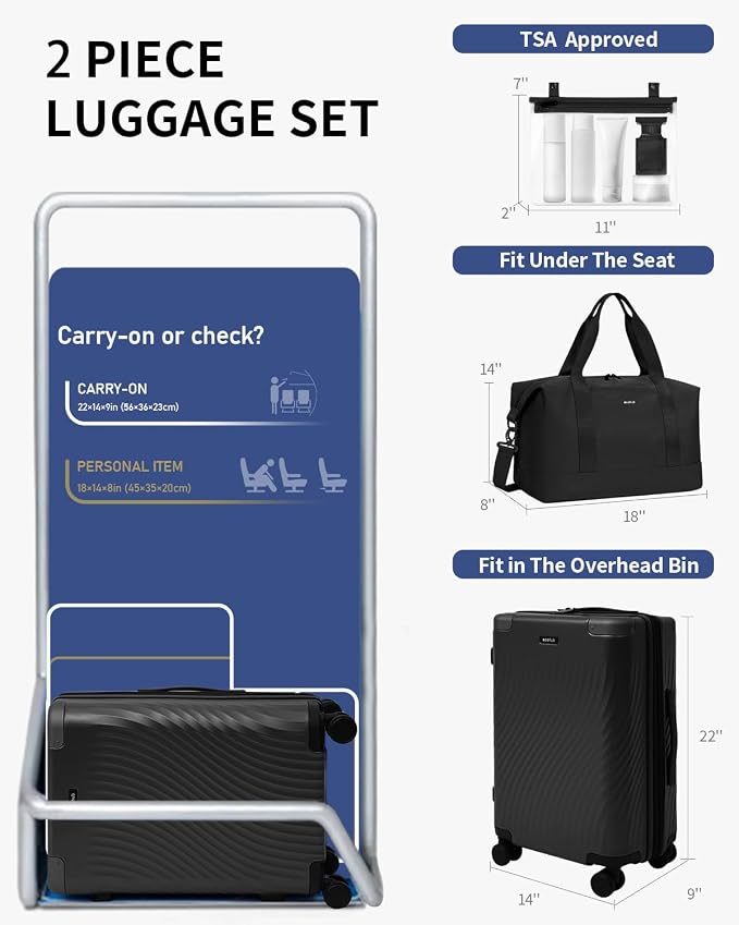 ECOHUB Hardside Expandable Carry On Luggage, Lightweight Small Hardshell Travel - Image 7