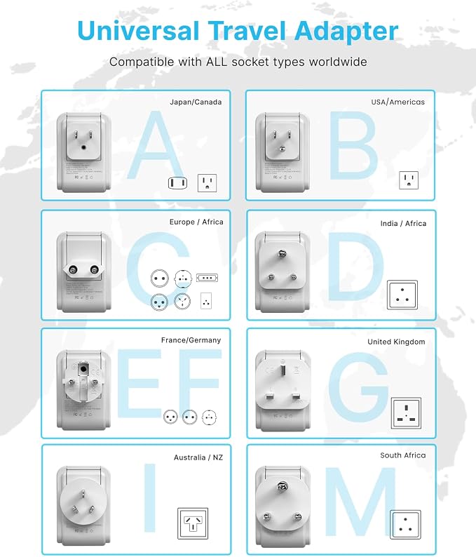 VINTAR Universal Travel Adapter Kit, International Power Adapter - Image 2