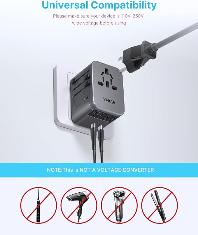 Universal Travel Adapter, VINTAR International Power Adapter - Image 7
