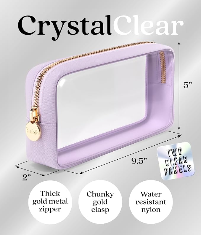 Clear Makeup Bag Zipper Pouch, Transparent Cosmetic Case Organizer, TSA - Image 2