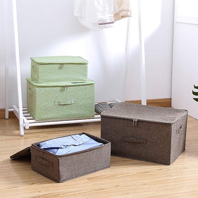 ANMINY 2PCS Storage Bins with Zipper Lids 51.9 Qt Lidded Fabric Storage Boxes - Image 6