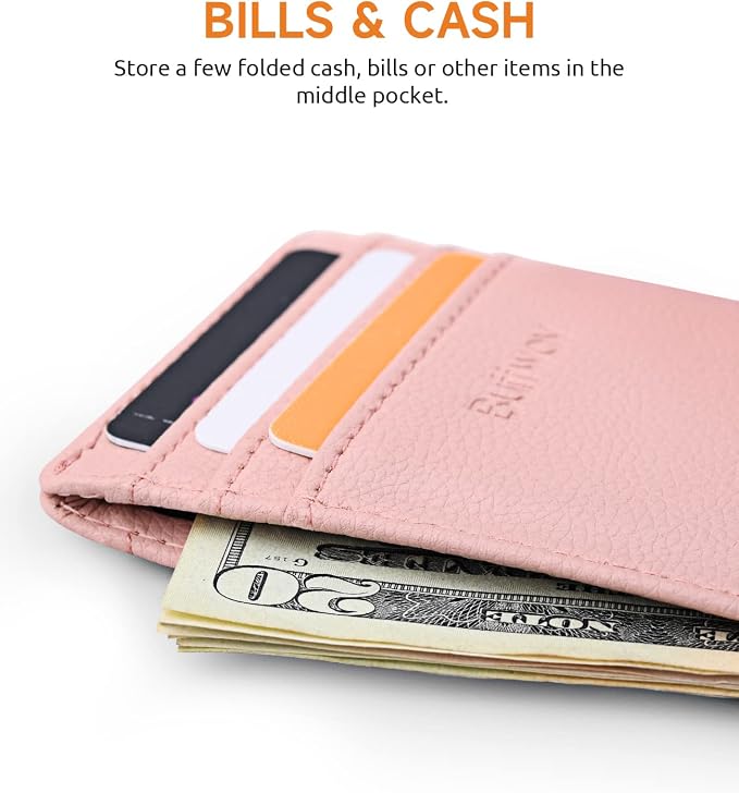 Buffway Mens Slim Wallet, Minimalist Thin Front Pocket Leather Credit Card - Image 5