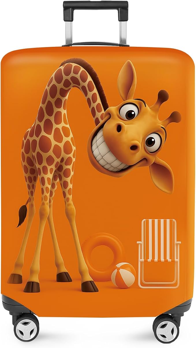 ANNA QUEEN Giraffe Fun Luggage Cover, Playful Giraffe Design by ANNAQUEEN