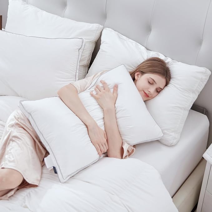Globon Luxury Feather Down Pillow King Size, Medium Firm Gusseted Bed Pillows - Image 8