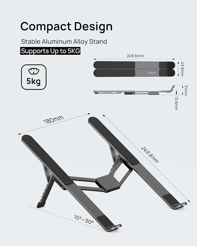 SODI Foldable Laptop Stand for Desk, Lightweight Portable Laptop Stand for - Image 8