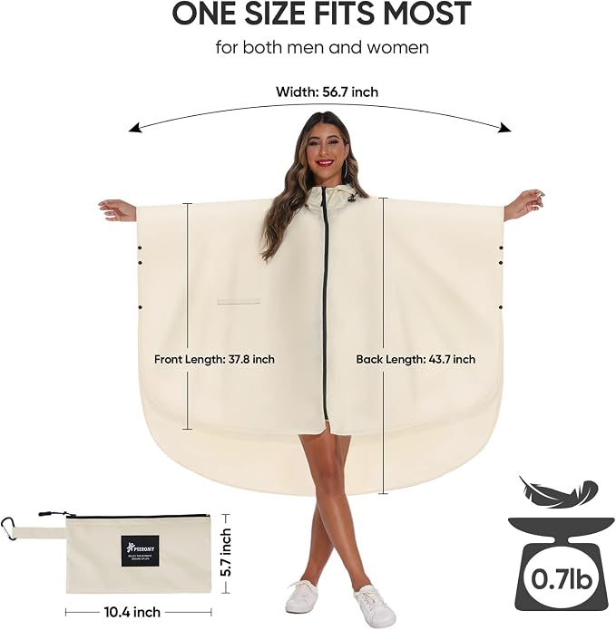 PTEROMY Hooded Rain Poncho for Adult - Image 2