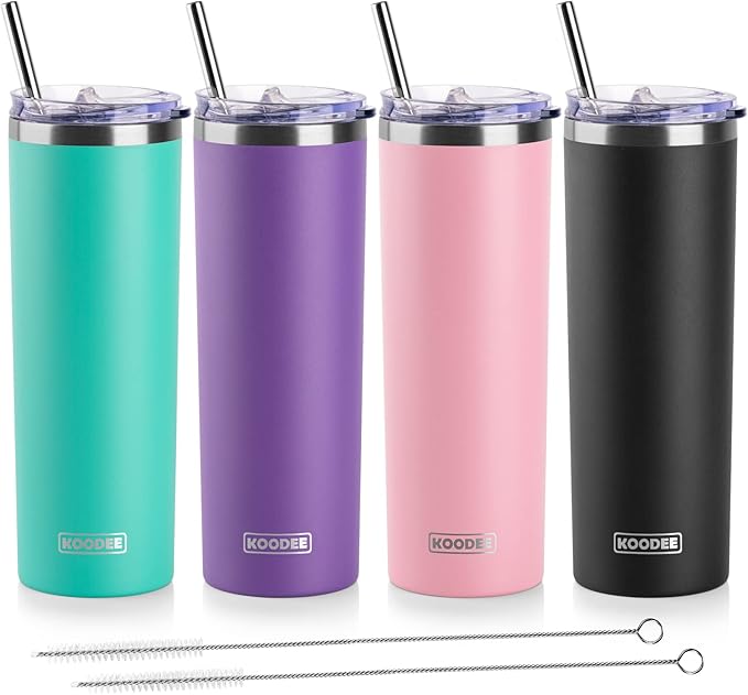 koodee 20 oz Stainless Steel Skinny Tumblers Double Wall Insulated Water by koodee