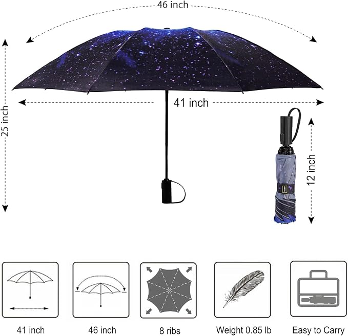 LANBRELLA Compact Reverse Folding Umbrella Auto Windproof Travel Umbrella - Image 5