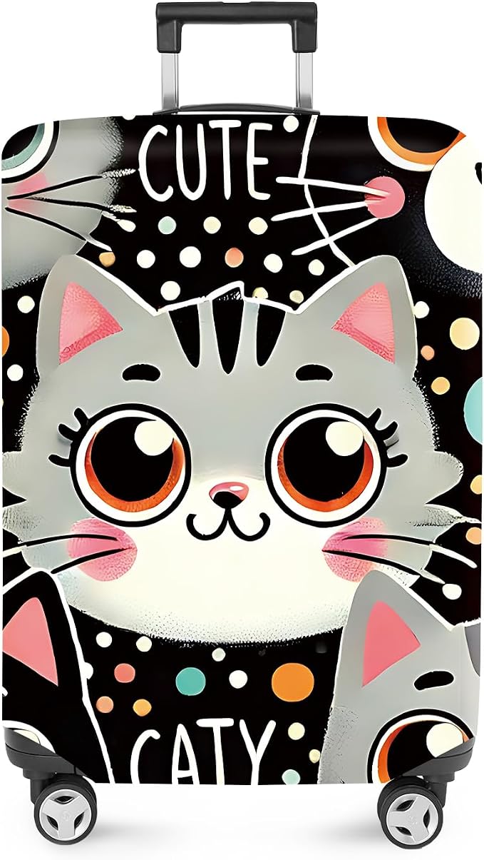 ANNA QUEEN Cute Cat Luggage Cover, Kawaii Cartoon Kitty Suitcase Protector by ANNAQUEEN
