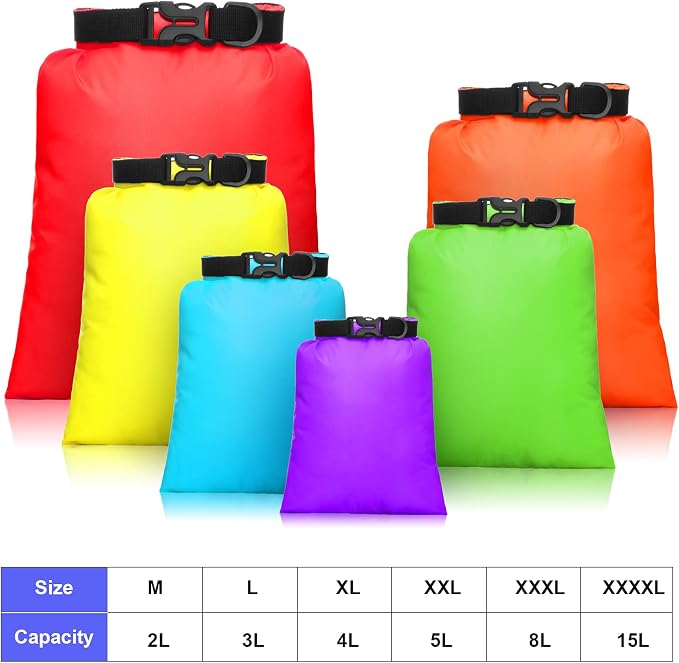 Shappy Waterproof Dry Bag Set 6 Sizes Lightweight Sacks and Long Adjustable - Image 2
