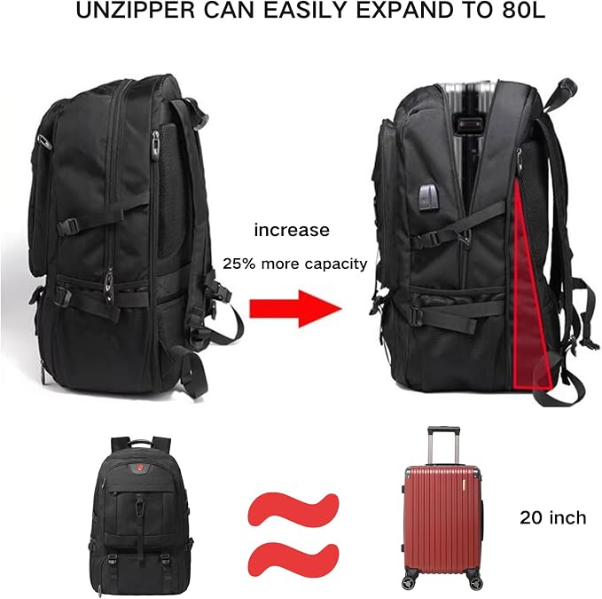 80L Travel Backpack, 18 Inch Laptop Backpack - Image 5