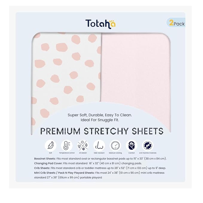 TotAha Premium Soft Pack n Play Sheets, Super Stretchy Jersey Knit Mini Crib by TotAha%7CUnitedStates