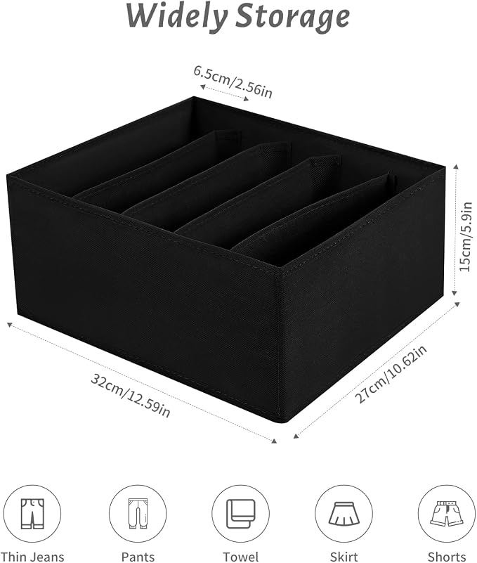 Jeans Drawer Organizers for Clothing, 5 Compartment Wardrobe Storage Box - Image 4