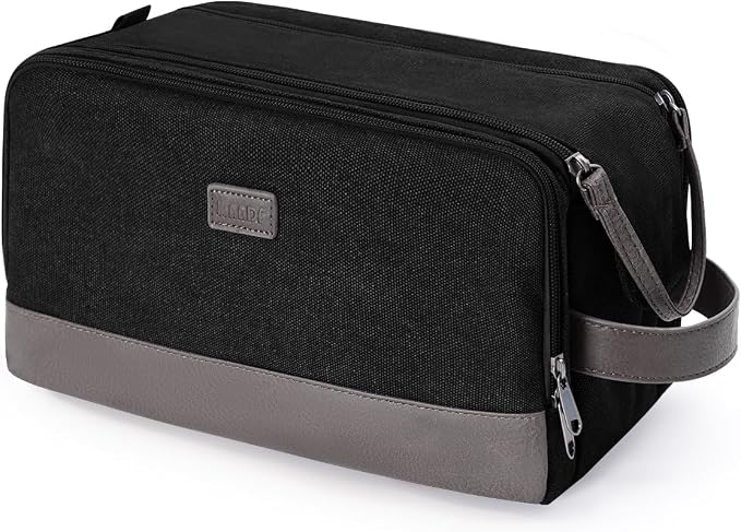 WANDF Toiletry Bag for Men Travel Toiletry Organizer Canvas and Leather Dopp by WANDF