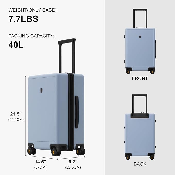 LEVEL8 Elegance Checked Luggage, 24 Inch Hardside Suitcase, Lightweight Matte - Image 8