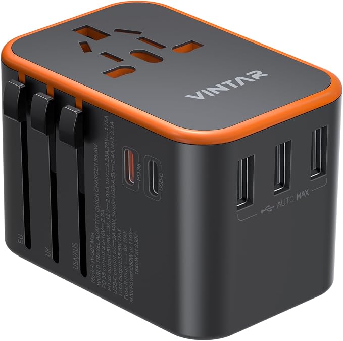 Universal Travel Adapter, VINTAR 35.5W International Power Adapter by VINTAR